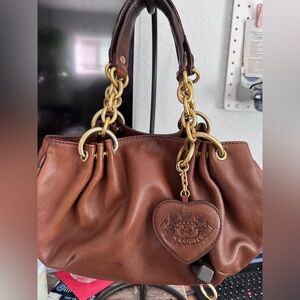 Juicy Couture Tan Leather Shoulder Bag with Gold Accents